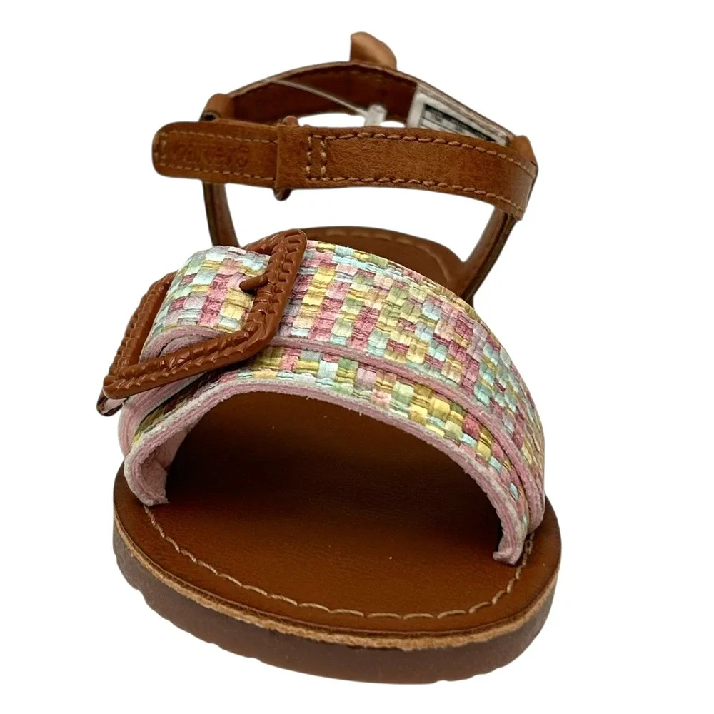 Carter's‎ Toddler Girls Open Toe Sandal Size 7 Brown-Multi Lightweight Comfort